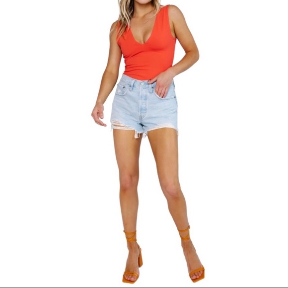 Free People Keep It Sleek Bodysuit NEW WITH TAGS Coral - Picture 4 of 16